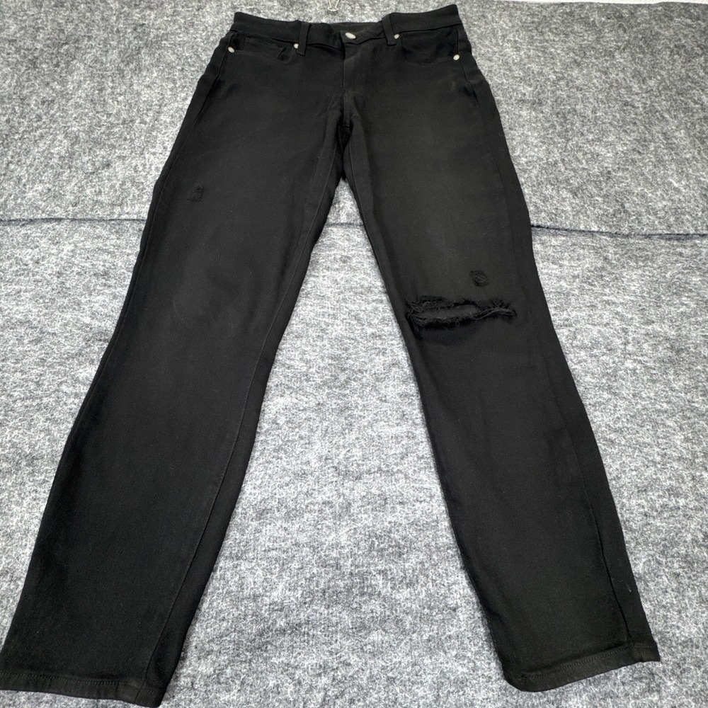 PAIGE Women's Verdugo Black Distressed Denim Crop Ankle Jeans‎ Size 30